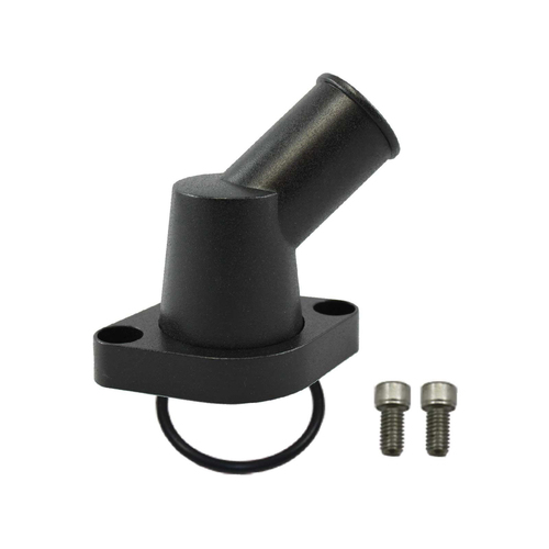 Proflow Aluminium Water Neck For Chevrolet 45 Degree O'Ring Style Black Aluminum
