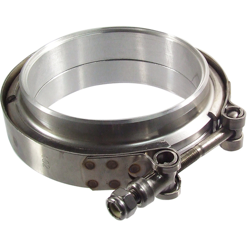 Proflow V Band Exhaust Clamp Interlocking Stainless Steel Natural 3.5 in. O.D. Pipe Kit