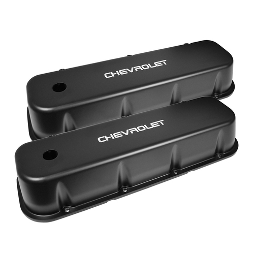 Proflow Valve Covers Tall Cast Aluminium Black For Chevrolet Logo BB For Chevrolet Pair