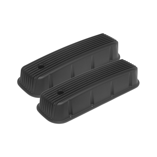 Proflow Valve Covers Cast Aluminium Black Tall Finned BB For Chevrolet Pair