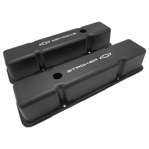 Proflow Valve Covers Tall Cast Aluminium Black Stroker Bowtie Logo SB For Chevrolet Pair