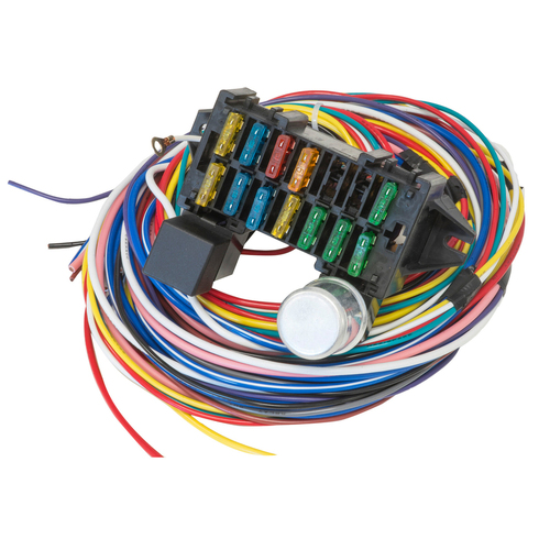Proflow Wiring Harness 12-Circuit Dash Ignition Fuse Block Spade Fuse Universal Kit
