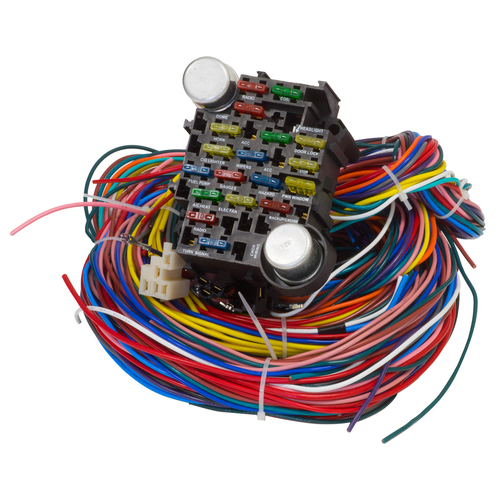 Proflow Wiring Harness 21-Circuit Dash Ignition Front Fuse Block Spade Fuse Extra Long Harness Universal Kit