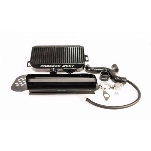 Top Mount Intercooler Kit (suits Subaru 04-07 Forester XT) (with 02 STI Bonnet Scoop) - Black PWTMIC9B