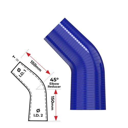 Redback Silicone Hose (2-1/2" in, 3" out) 45¡ Bend Reducer