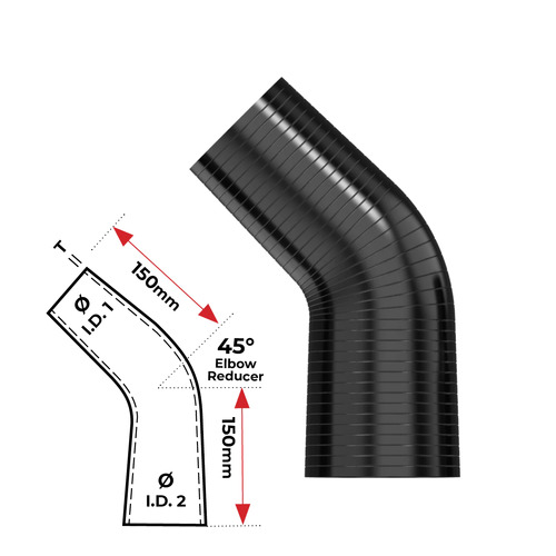 Redback Silicone Hose (3-1/2"in, 4") 45¡ Bend