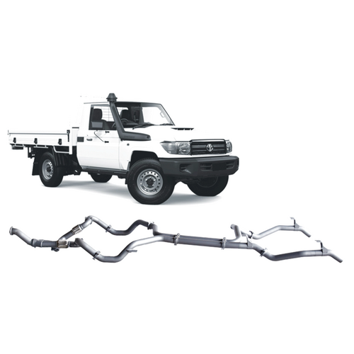 Redback Extreme Duty Twin Exhaust for Toyota Landcruiser 79 Series Single Cab (03/2007-10/2016)(Without Cat,With Resonator)