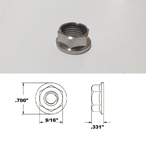 1/2 UNF TITANIUM FLANGE HEX JAM NYLOCK NUT GRADE 5