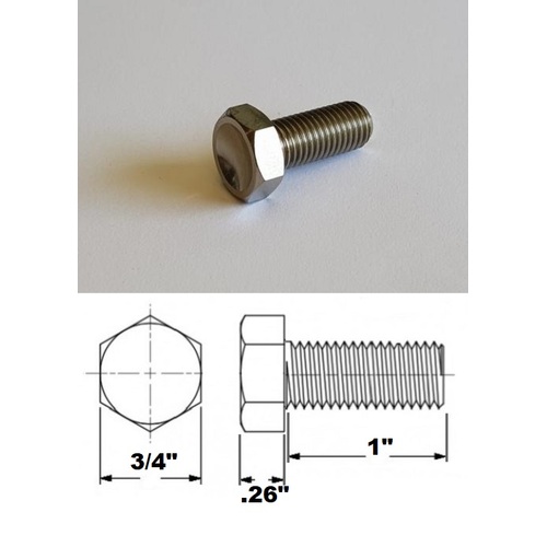 1/2 UNF X 1" TITANIUM HEX BOLT GRADE 5