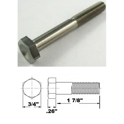 1/2 UNF X 1 7/8" TITANIUM HEX BOLT GRADE 5