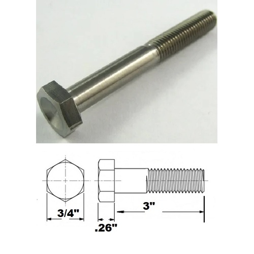 1/2 UNF X 3" TITANIUM HEX BOLT GRADE 5