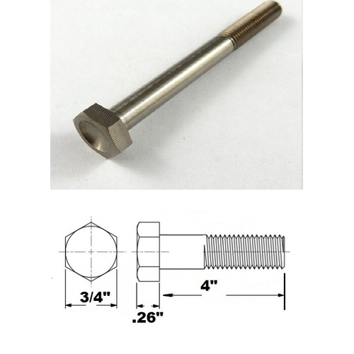 1/2 UNF X 4" TITANIUM HEX BOLT GRADE 5