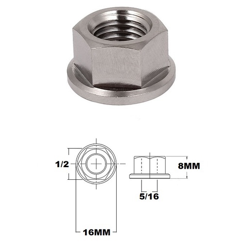 5/16 UNF TITANIUM FLANGE HEX NUT GRADE 5