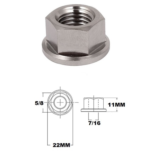 7/16 UNF TITANIUM FLANGE HEX NUT GRADE 5