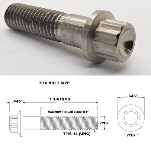 7/16 UNC X 1 1/4" TITANIUM 12 POINT BOLT GRADE 5