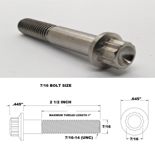 7/16 UNC X 2 1/2" TITANIUM 12 POINT BOLT GRADE 5