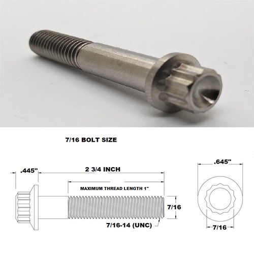 7/16 UNC X 2 3/4" TITANIUM 12 POINT BOLT GRADE 5