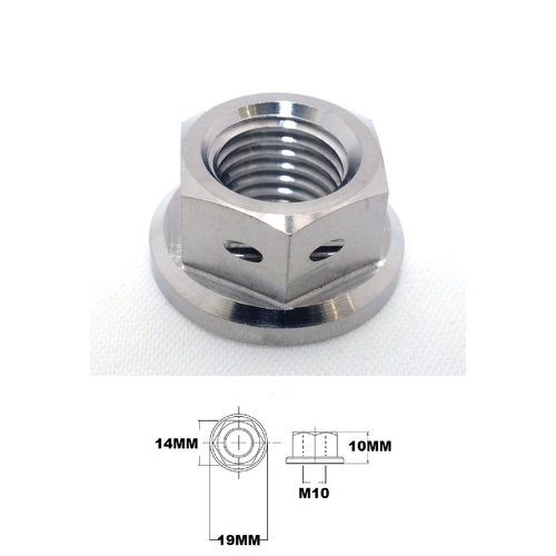 M10X1.25 THREAD TITANIUM RACE DRILLED FOR WIRE LOCK NUT BETWEEN
