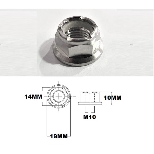 M10X1.25 THREAD PITCH TITANIUM FLANGE HEX NYLOCK NUT GRADE 5