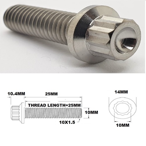 M10X25MM 1.5 THREAD PITCH TITANIUM 12 POINT FLANGE BOLT GRADE 5