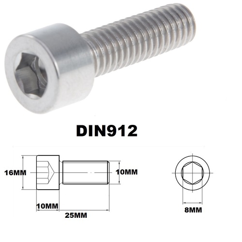 M10X25MM 1.25 THREAD PITCH TITANIUM ALLEN HEAD BOLT GRADE 5