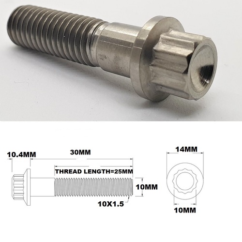 M10X30MM 1.5 THREAD PITCH TITANIUM 12 POINT FLANGE BOLT GRADE 5
