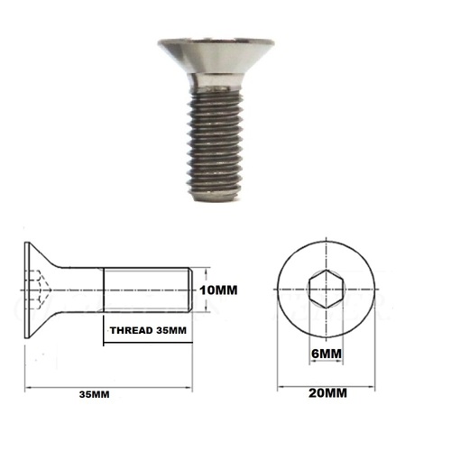 M10X35MM 1.5 THREAD PITCH TITANIUM COUNTERSUNK BOLT GRADE 5