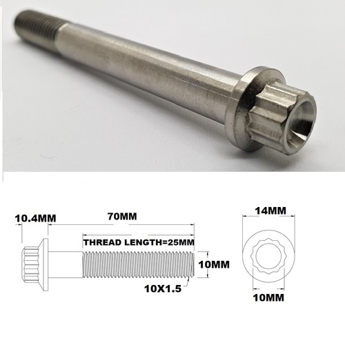 M10X70MM 1.5 THREAD PITCH TITANIUM 12 POINT FLANGE BOLT GRADE 5