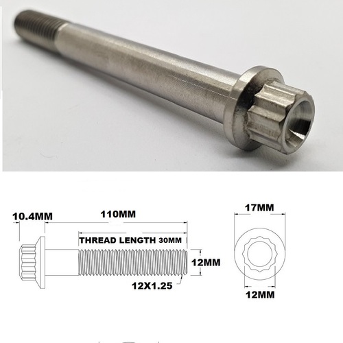 M12X110MM 1.25 THREAD PITCH TITANIUM 12 PT FLANGE BOLT GRADE 5