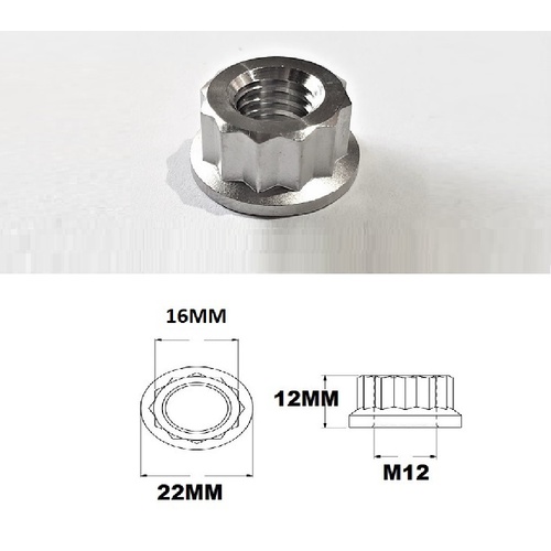 M12X1.25 THREAD PITCH TITANIUM 12 POINT NUT GRADE 5