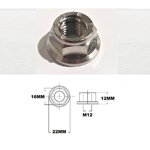 M12X1.25 THREAD PITCH TITANIUM FLANGE STEEL HEX LOCK NUT GRADE 5