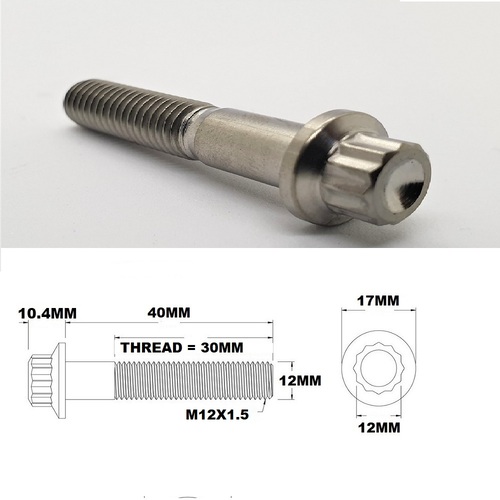M12X40MM 1.5 THREAD PITCH TITANIUM 12 POINT FLANGE BOLT GRADE 5