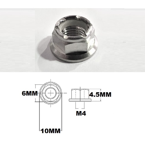 M4X0.8 THREAD PITCH TITANIUM FLANGE HEX NYLOCK NUT GRADE 5