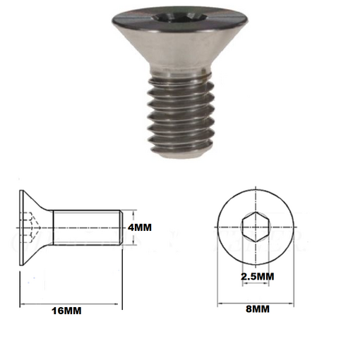 M4X16MM .7 THREAD PITCH TITANIUM COUNTERSUNK BOLT GRADE 5