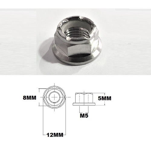 M5X0.8 THREAD PITCH TITANIUM FLANGE HEX NYLOCK NUT GRADE 5