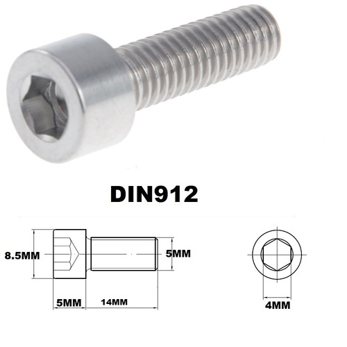 M5X14MM .8 THREAD PITCH TITANIUM ALLEN HEAD BOLT GRADE 5