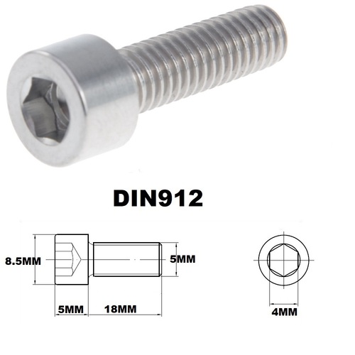 M5X18MM .8 THREAD PITCH TITANIUM ALLEN HEAD BOLT GRADE 5