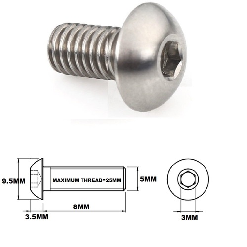 M5X8MM .8 THREAD PITCH TITANIUM BUTTON HEAD BOLT GRADE 5