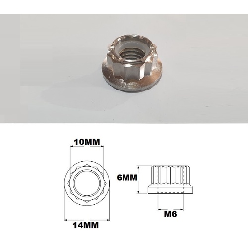 M6X1.00 THREAD PITCH TITANIUM 12 POINT NYLOCK NUT GRADE 5