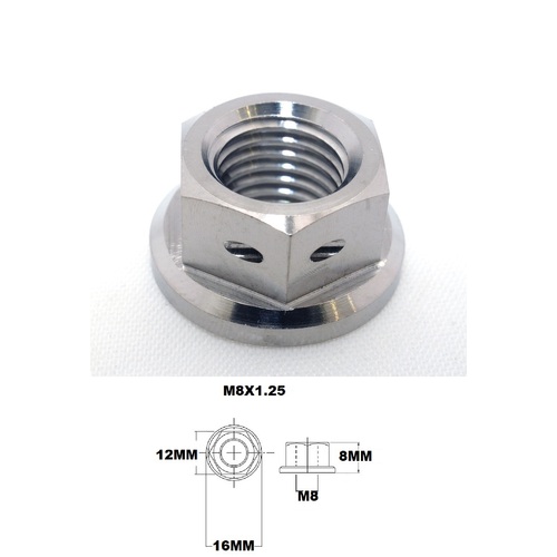 M6X1.00 THREAD TITANIUM FLANGED 10MM HEX RACE DRILLED FOR WIRE