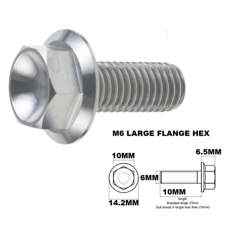 M6X10MM 1.00 THREAD PITCH TITANIUM FLANGED 10MM HEX BOLT GRADE 5