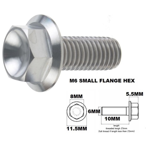 M6X10MM 1.00 THREAD PITCH TITANIUM FLANGE 8MM HEX BOLT GRADE 5