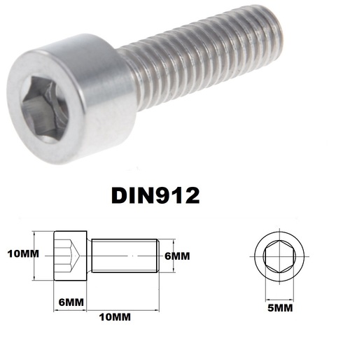 M6X12MM 1.00 THREAD PITCH TITANIUM ALLEN HEAD BOLT GRADE 5