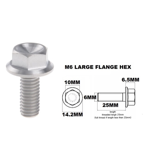 M6X25MM 1.00 THREAD PITCH TITANIUM FLANGE 10MM HEX BOLT GRADE 5