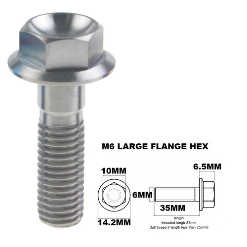 M6X35MM 1.00 THREAD PITCH TITANIUM FLANGE 10MM HEX BOLT GRADE 5