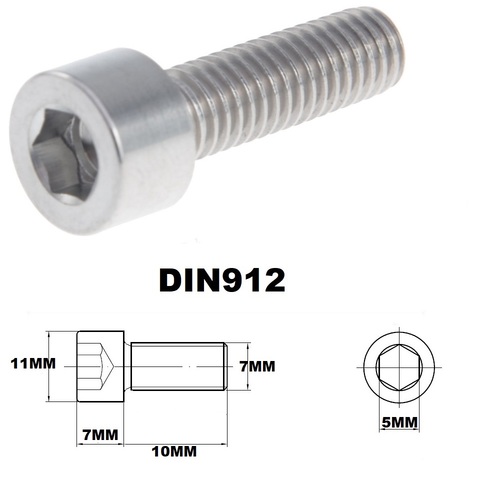 M7X10MM 1.00 THREAD PITCH TITANIUM ALLEN HEAD BOLT GRADE 5