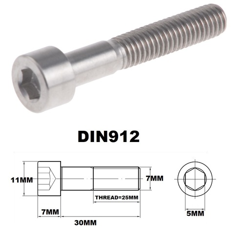 M7X30MM 1.00 THREAD PITCH TITANIUM ALLEN HEAD BOLT GRADE 5