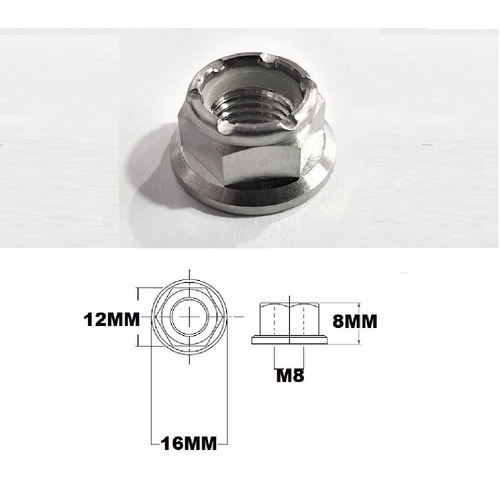 M8X1.00 THREAD PITCH TITANIUM FLANGED HEX NYLOCK NUT GRADE 5