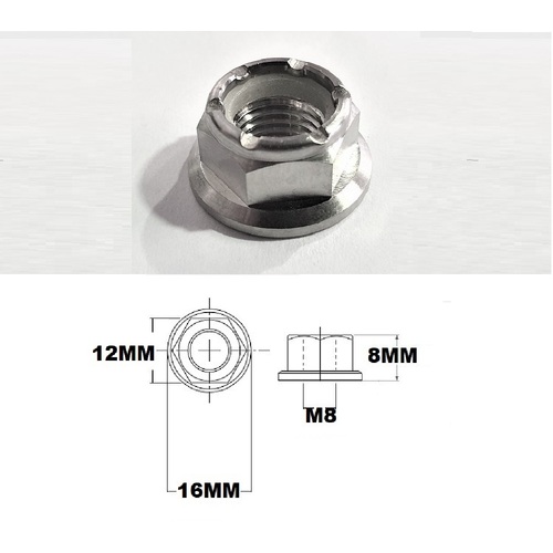 M8X1.25 THREAD PITCH TITANIUM FLANGED HEX NYLOCK NUT GRADE 5