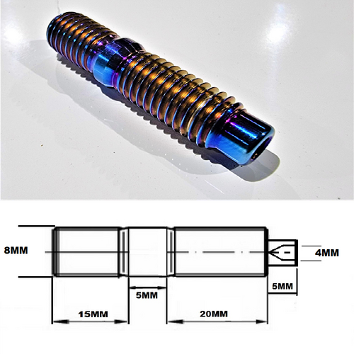 M8X1.25 GRADE 5 TITANIUM STUD BURNT FINISH